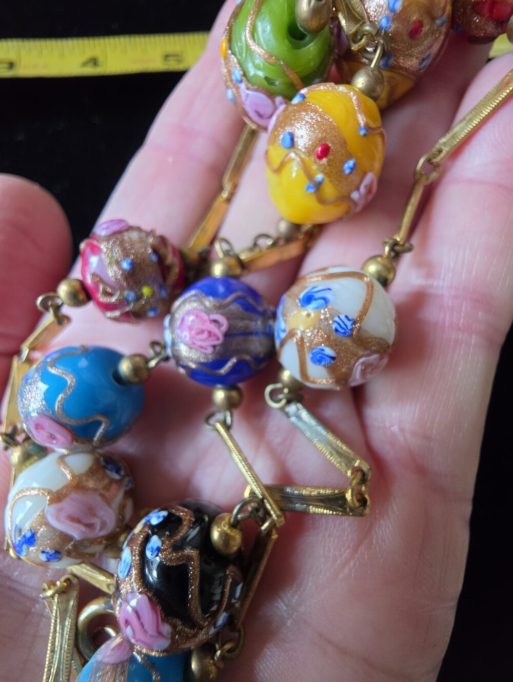 Venetian Murano Glass Wedding Cake Beads Necklace